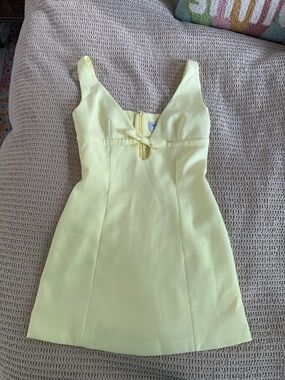 Peppermayo Pale Yellow Mini Dress with Front Knot